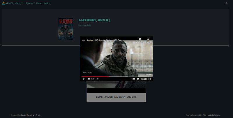 Screenshot of What to Watch Site - 2